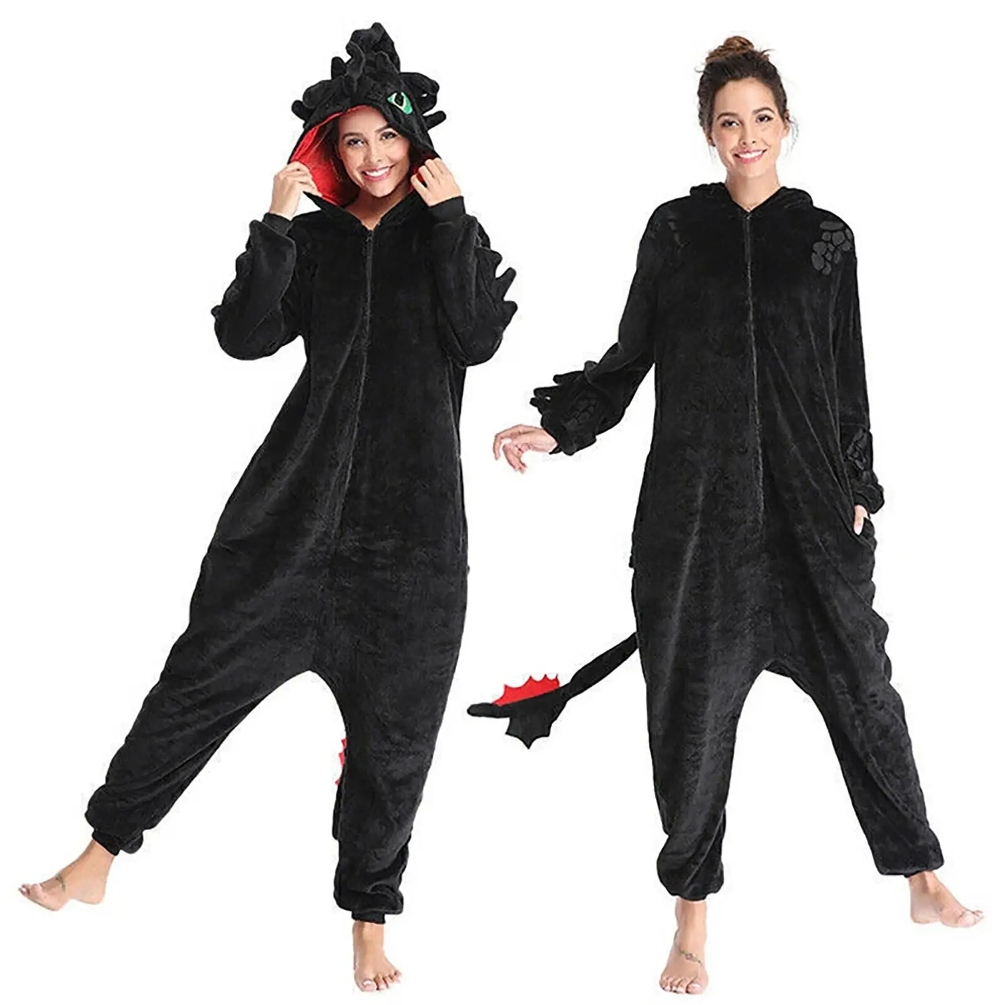 

Men Women Pajamas Dragon Animal Shoes Onesie Cosplay Costume Christmas Halloween Pajamas Zipper Jumpsuit