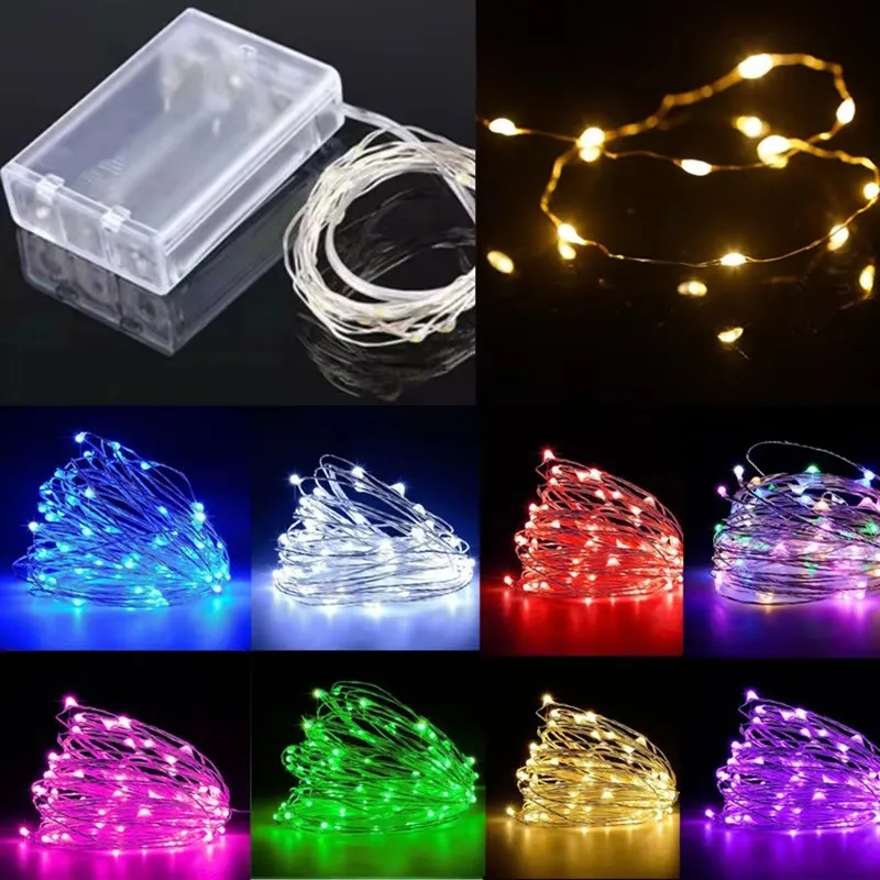 10/20/50/100LEDs Silver Wire String Lights Battery Fairy Garland Light for Wedding Party Christmas Decorations for Home Room