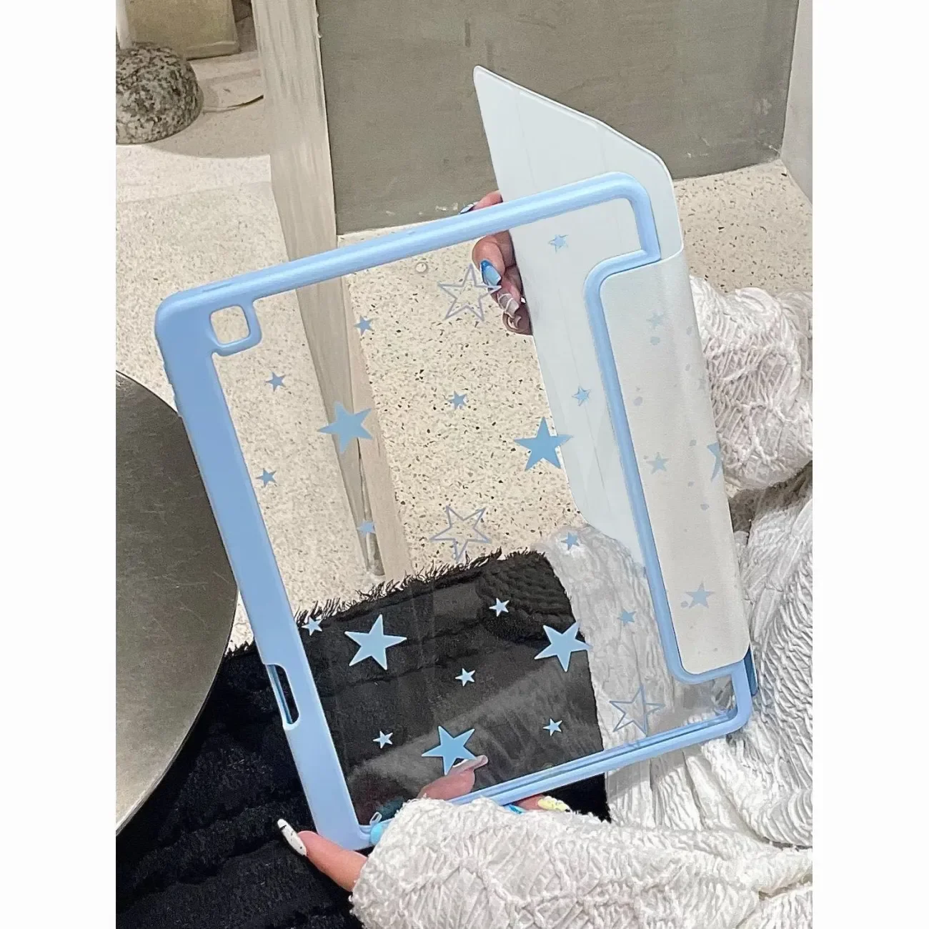 

Чехол-подставка Full Screen Blue Star в стиле Y2K для планшетов iPad Pro 11, 13 (M2, M4, M3), 10.2 (5/6/7/8/9/10/11 поколений), Mini 6, 7, Air 3, 4, 5, 6