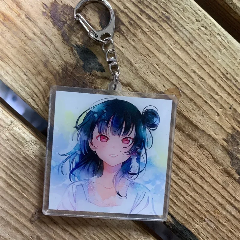 Anime Keychain Sunshine aqours Tsushima Yoshiko Acrylic Keyring strap Figure Hanging Accessories 6cm