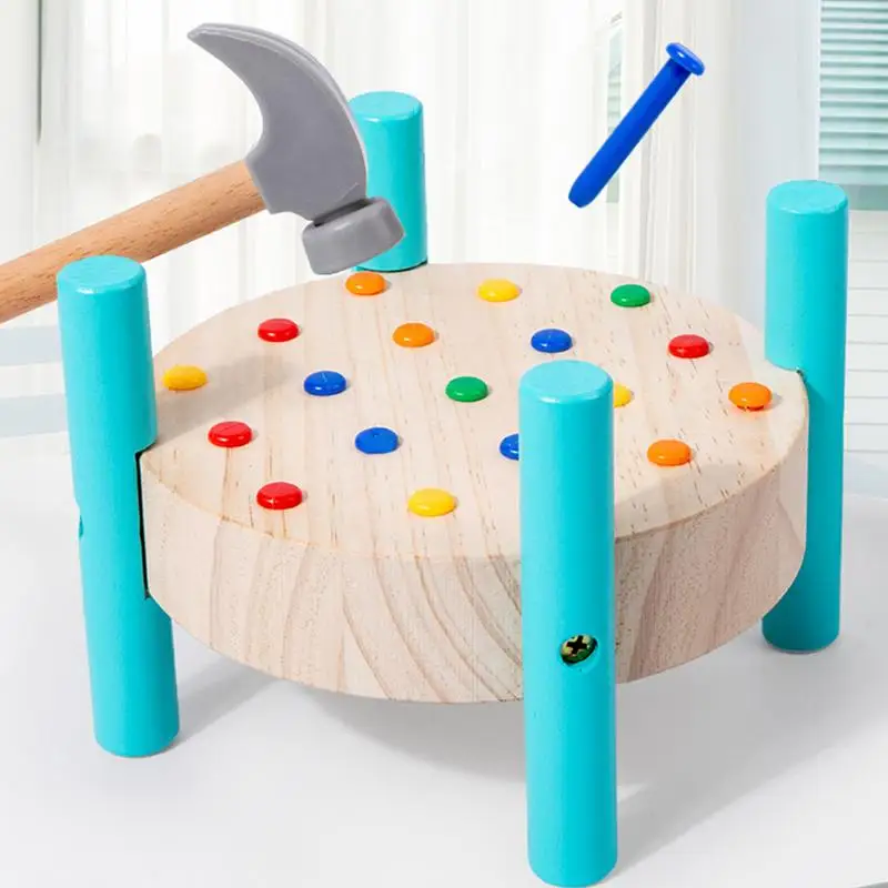 Workbench Pounding Hammer Toy STEM Educational Preschool Learning Toys Tap Hammer Toy Wooden Montessori Early Developmental