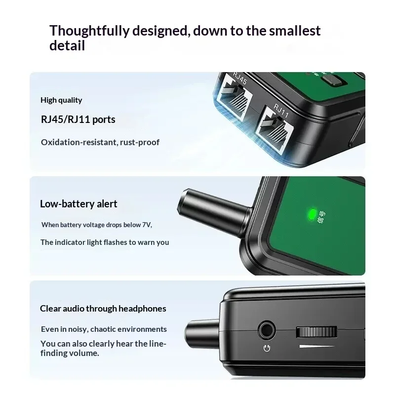 UGREEN NW259 Network Cable Tracker Tester POE 60V Digital Wire Finder for LAN Telephone Line
