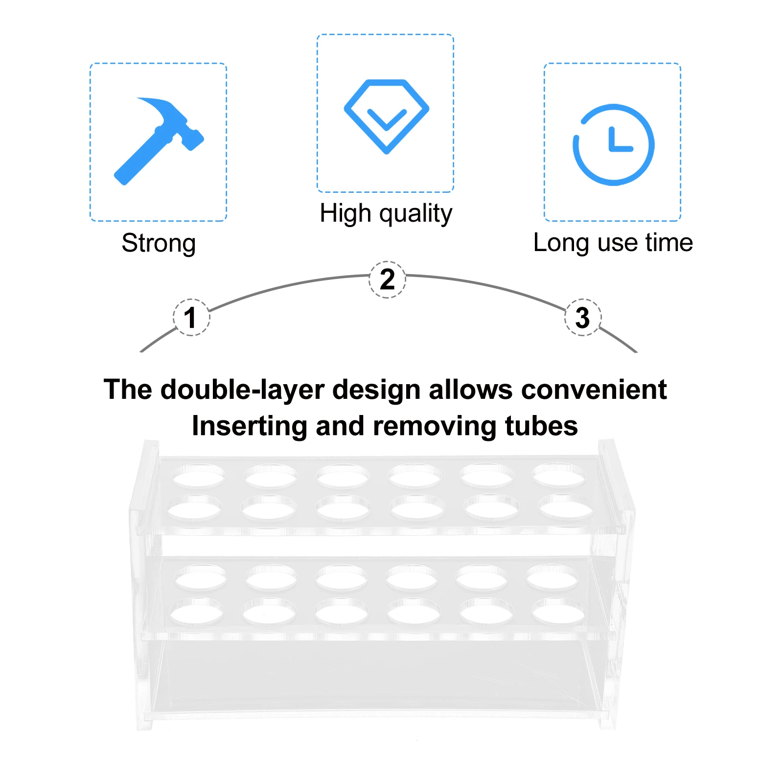 

Two Tier Test Tube Rack Laboratory Holder Organizer Disposable Empty Stand for Tool