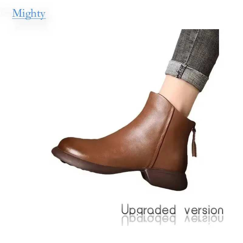 

2024 New Stylish Retro Style Ankle Boots Female Women Fall Back Zipper Boots for Women Soft Sole Casual Ankle Boots for Women