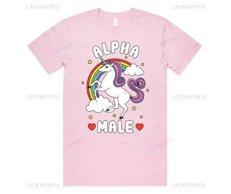 Alpha Male Printed T-Shirt High Quality Cotton Tee Top Funny Man Unicorn Gift Unisex Joke Prank Fathers Day Stag Do Short-sleev