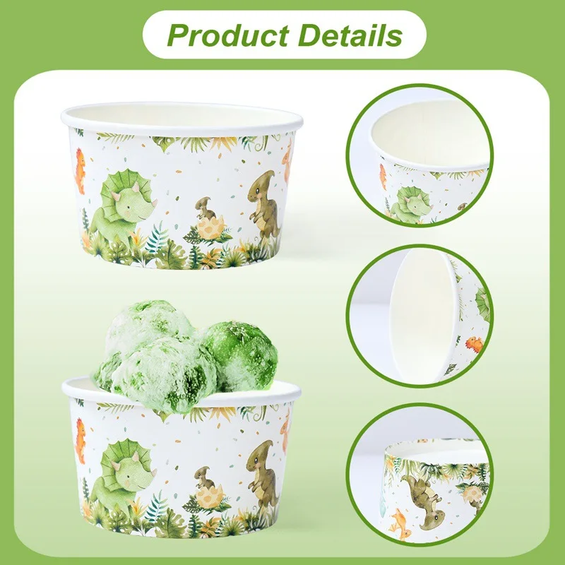 Safari Tier Papier Eisbecher Einweg Dessertschalen Snackbecher Zoo Tier Thema Dinosaurier Thema Geburtstag Party Supplies – Detail 4