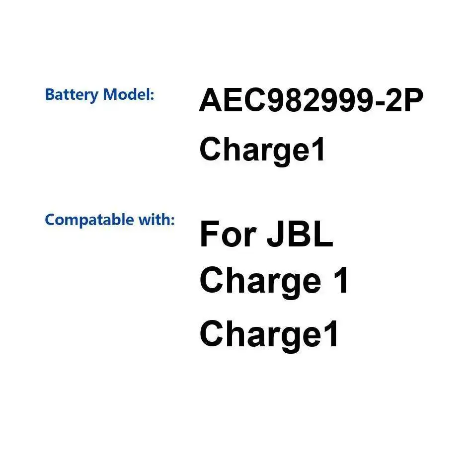 AEC982999-2P Charge1 Batteria per altoparlante Bluetooth portatile con prestazioni di lunga durata 6000Mah per Jbl Charge 1 Durevole