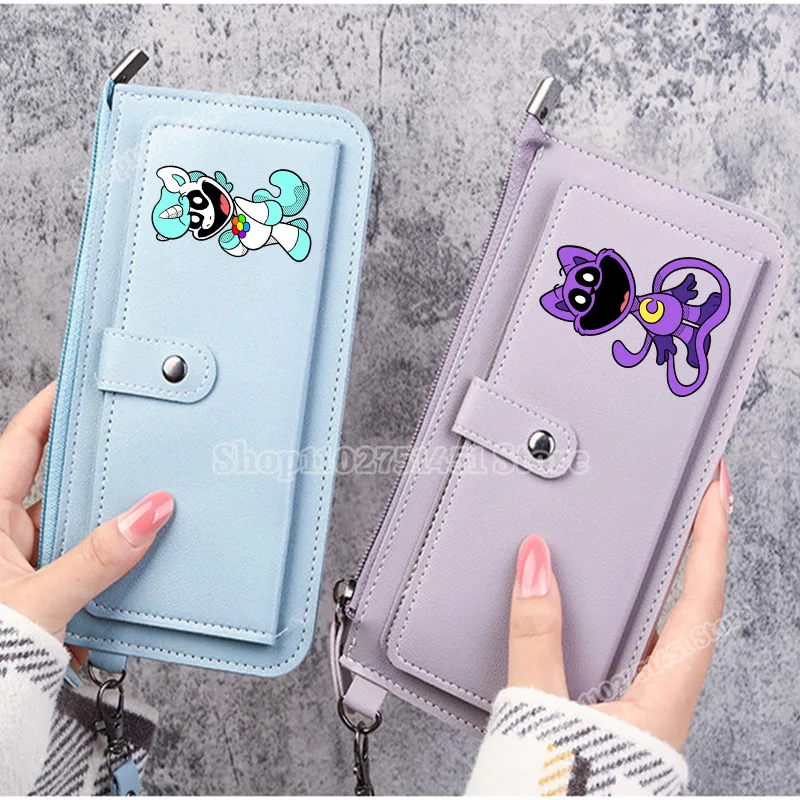 Game Smilings Critters Women Long Wallet Anime Figure Print Leather Purse Cartoon Money Clip Ladies ID Credit Card Holder Gift