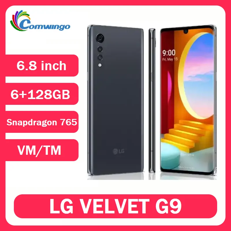 الأصلي فتح LG VELVET G9 5G 6.8 بوصة NFC 6GB RAM 128GB تخزين 48MP كاميرا مزدوجة ثماني النواة Snapdragon 765 مستعملة أندرويد 4G LTE