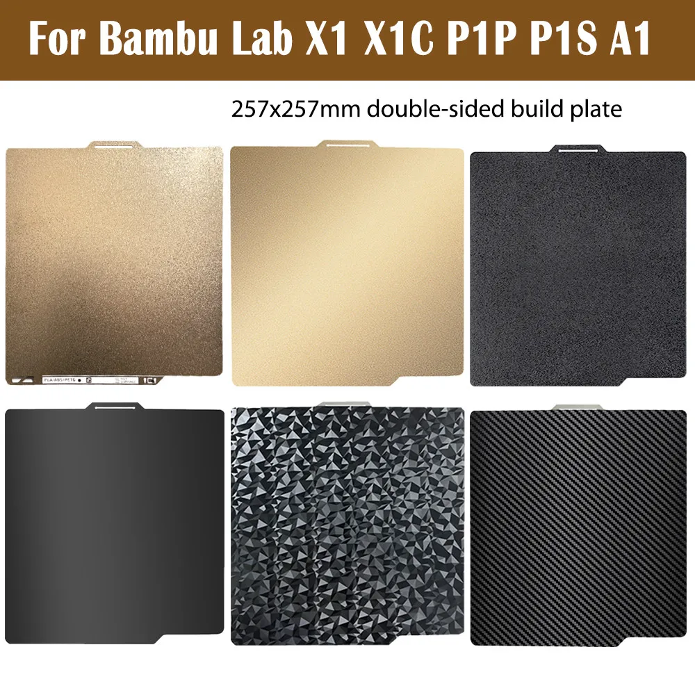 for Bambu Lab Build Plate A1 X1 X1C P1P P1S 3D Printer Double Sided Spring Steel Sheet PEI Plate For Bambulab P1P A1 257x257mm