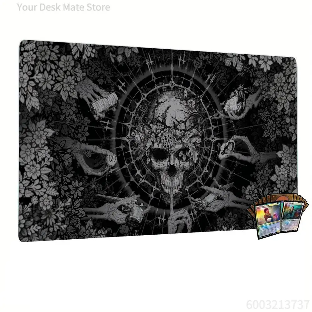 Black and White Skeleton Magic Party Game Mat Durable Rubber for TCG Games 35X60cm Mouse Pad Offices Desk Mats Friendly Design