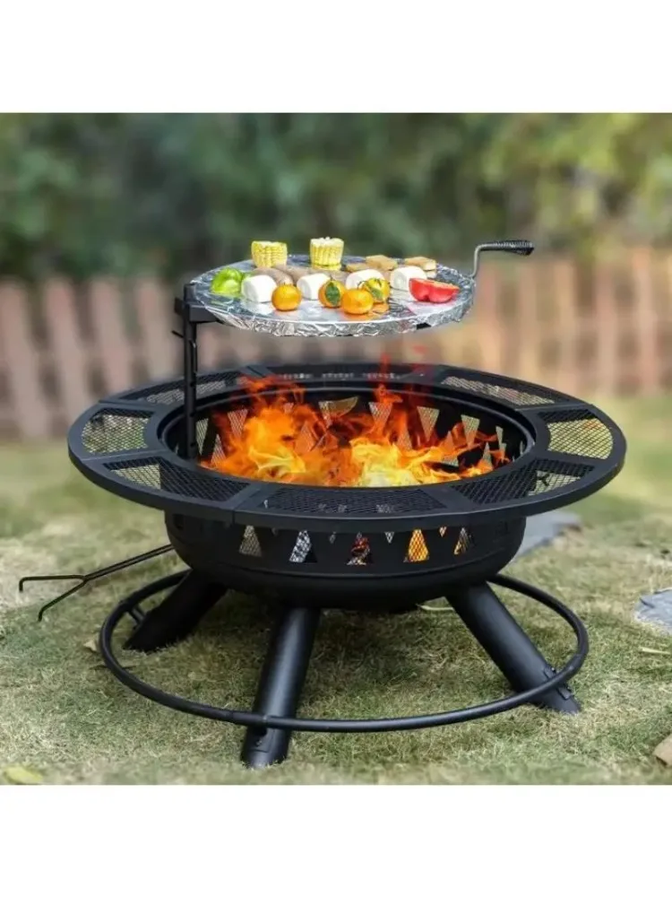 2026 Outdoor Iron Fire Pit With Extra Strong Forged Feet And Vintage Bowl Style Ideal For Garden Fire Celebration