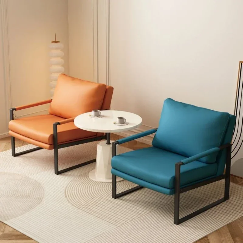 

Nordic lazy sofa light luxury sales single wrought iron leisure chair balcony negotiation bedroom living room minimalist sofa