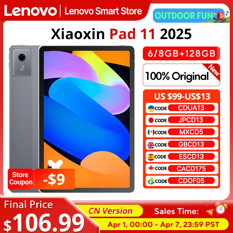 

Новый оригинальный планшет Lenovo Xiaoxin Pad 11 2025, 11 дюймов, экран 2,5K, версия CN MediaTek Dimensity 6300 7040 мАч, Android PC Pad