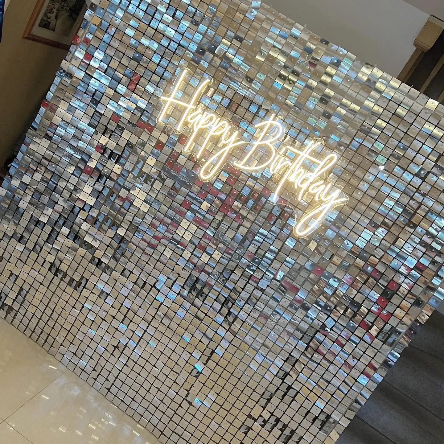 

12/16/18/24Pcs Shimmer Wall Backdrop Silver Square Sequin Shimmer Wall Panel for Birthday Wedding Baby Shower Party Backdrops