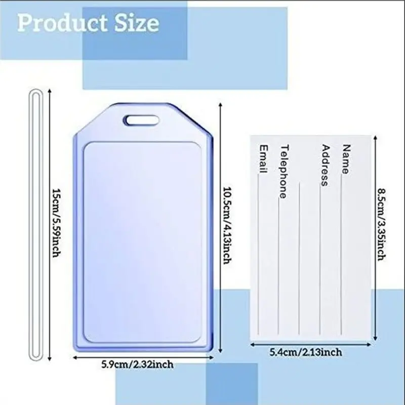 TEXU PVC Heavy Duty Clear Plastic Luggage Tags 40-Pack With Loops Identification ID Cards For Suitcases Includes Card Holder Ins view 6