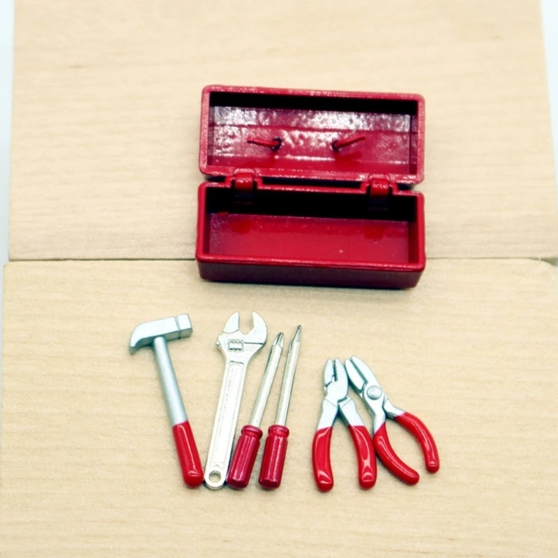 مجموعة أدوات البستنة المصغرة للأطفال نشاط اللعب التظاهري مع صندوق أدوات خارجي لإعداد مشهد بيت الدمية A2UB