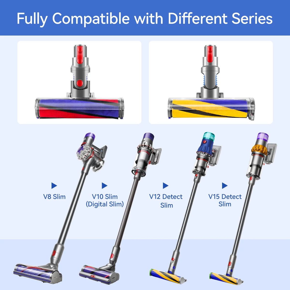 Роликовая щетка для Dyson V15 Detect Slim V12 Detect Slim V8 Slim V10 Slim, сменная насадка для вращающейся щетки, детали насадки