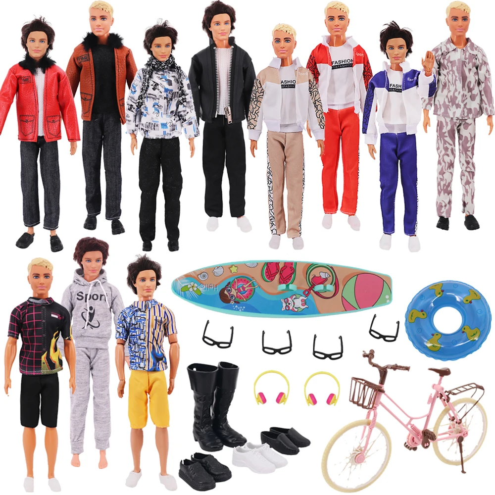 Ken Doll Clothes Handmade Men's Doll Outfit Coat Top+pants Casual Daily Wear Shoes Ken Doll Clothes Accessories Toys