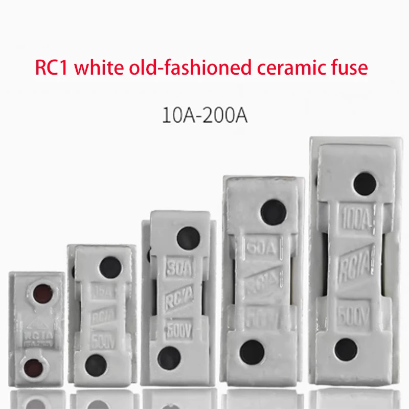 RC1 white old-fashioned ceramic fuse holder semi enclosed plug-in fuse combination without core 10A 15A 30A 100A 200A