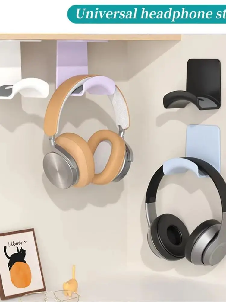 Support de casque universel adhésif en plastique, Support mural sous le bureau, Support de casque pour jeu, Support d'écouteurs
