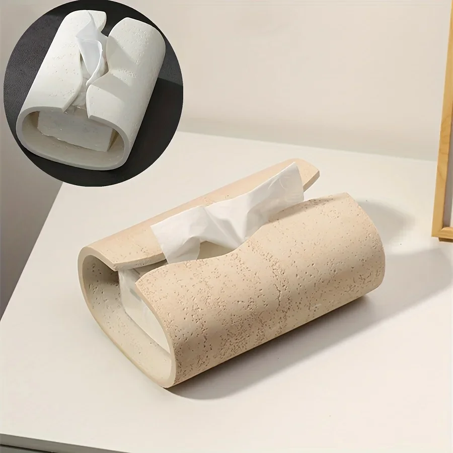 

Elegant Resin Tissue Box Holder.Imitation Stone Design, Perfect for Bathroom & Home Decor, Holds Multiple Tissues