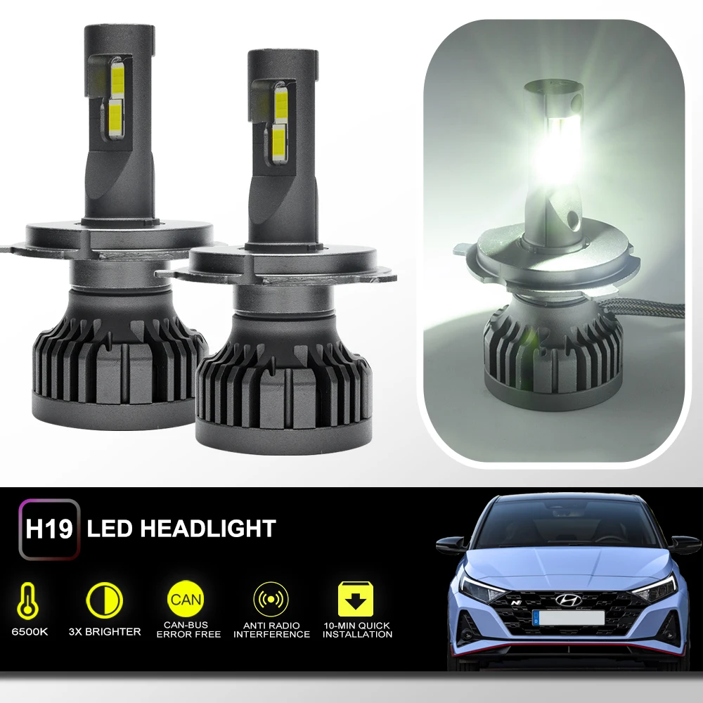 For Hyundai I10 2019+ I20 2020+ Staria 2022+ HB20 2019+ Solaris Accent 2020+ Upgraded H19 LED Hi/Lo Headlight Conversion Kits