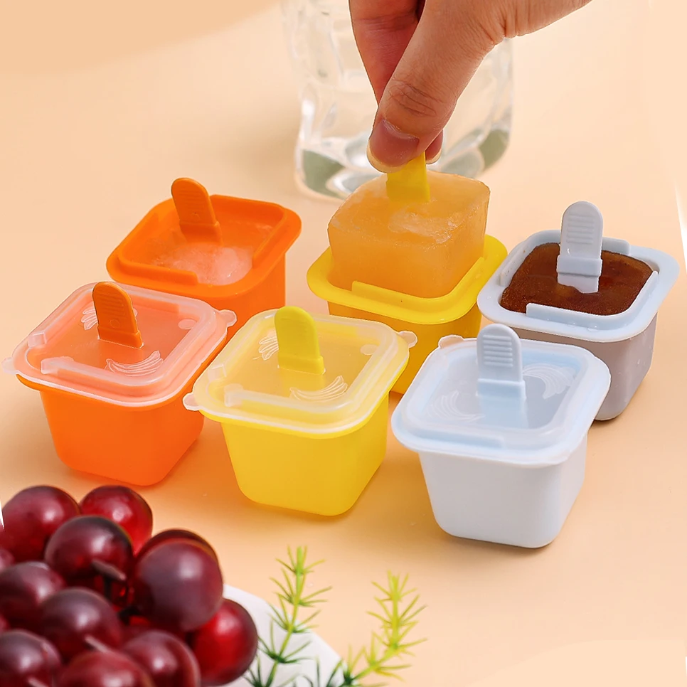 12x Square Grid Ice Cube Molds Food Grade Silicone Ice Cream Mould Tray with Stick DIY Jelly Pudding Drink Ball Maker Kids Snack