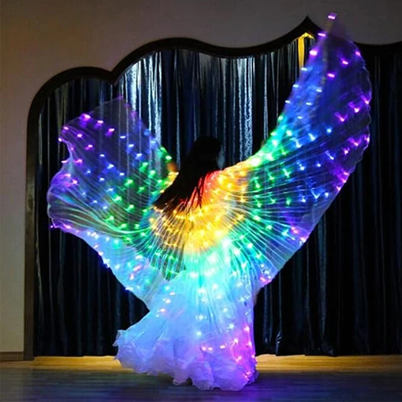 LED Colorful Luminescent Cloak Dancers Luminous Butterfly Belly Dance Wing Stage Performance Dance Carnival Costumes Photo Prop