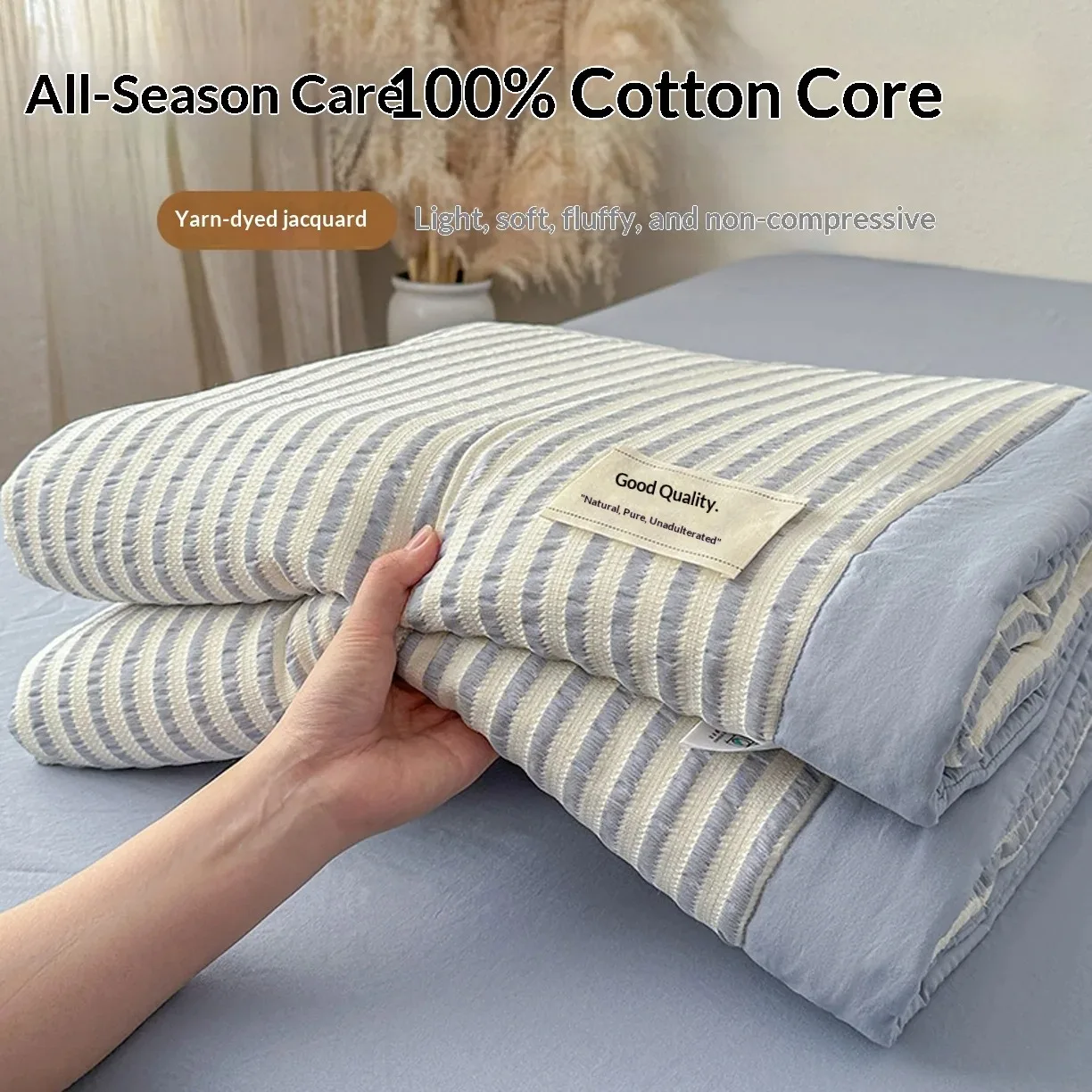 2026 New Style Color - Stripe Woven 100% Cotton Summer Quilt Air - Conditioned Quilt with Comfortable and Breathable Features