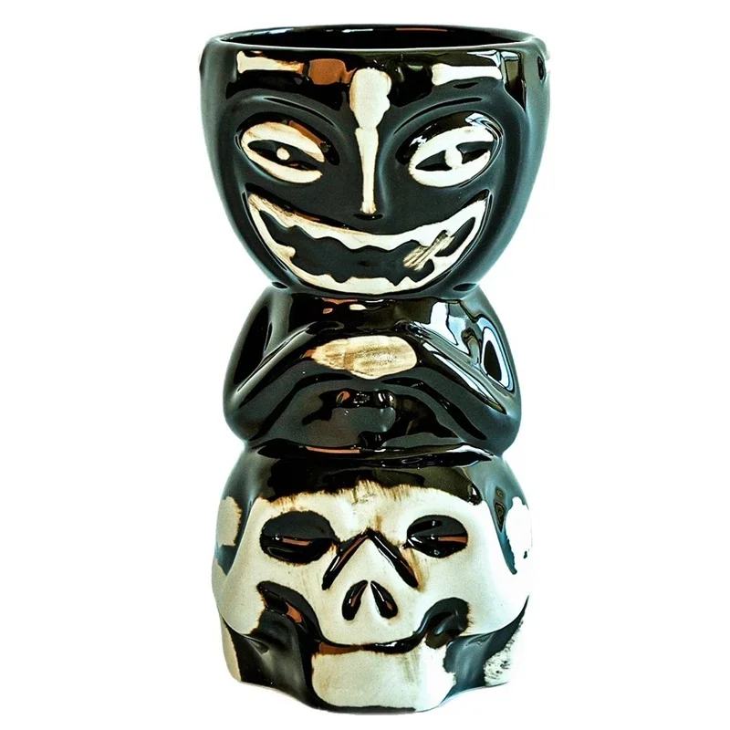 Vintage Hawaiian Tiki Zombie Skull Ceramic Cocktail Mug For Tropical Party Home Bar Centerpiece For Adults Halloween Gift - view 5