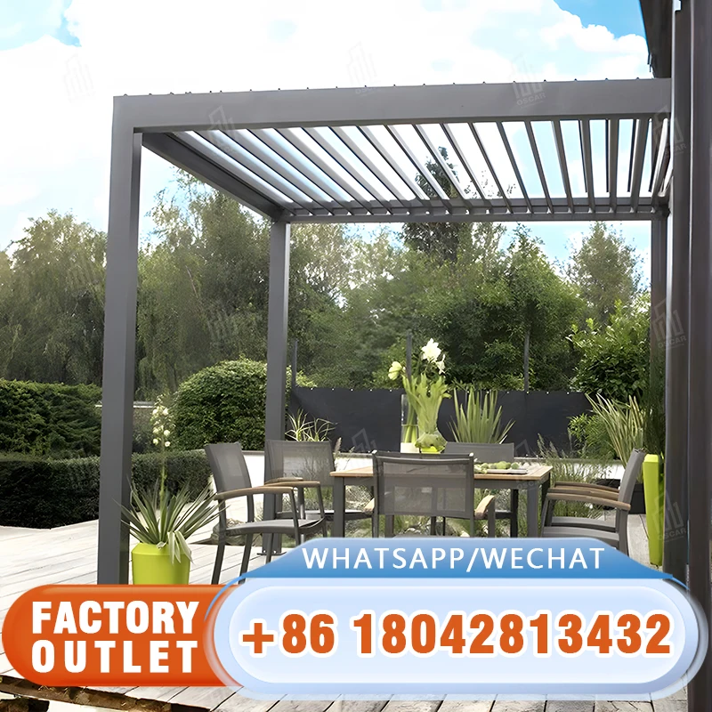 New Style Garden Backyard Pergola Aluminum Outdoor Waterproof Gazebo Pavilion Windproof Pergola Modern