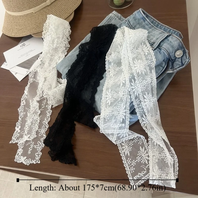 Fashion Y2k Long Lace Waistband Bow Floral Lace Waist Belt Thin Tie Up Dress Jeans Belt Streetwear