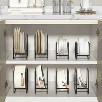 1pc Sleek Metal Dish Rack Set, Space-Saving Tiered Shelf Organizer, Plate & Utensil Holder, Pull-Out Design, Kitchen Storage - Image 3
