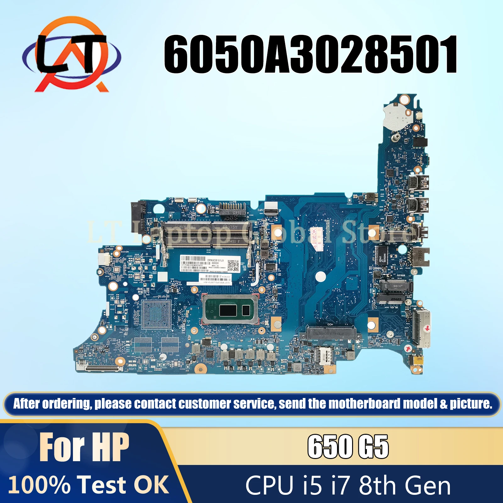 6050A3028501 Notebook Mainboard For HP Probook 650 G5 L58731-601 L58734-601 L58735 Laptop Motherboard I5 I7 8th Gen CPU 