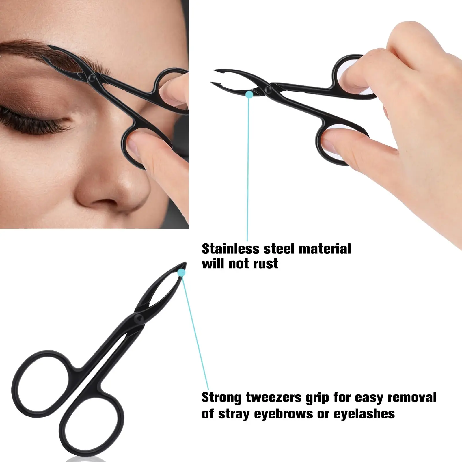 Eyebrows Tweezers Straight Handle Tip Scissors Shaped Eyebrow Plucker Tweezers for Facial Hair Plucker Remover Eyebrows Care