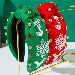 2024 New Christmas Headband Bead Snowflake Hand Sewing JY Letters Fashion Knotted Diamond Hair Accessories