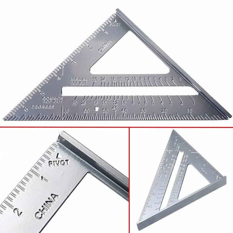 

90Degree Triangle Ruler Aluminum Alloy Rafter Square Speed 7INCH Triangle Ruler Woodworking Tool Carpenter Angle Protractor