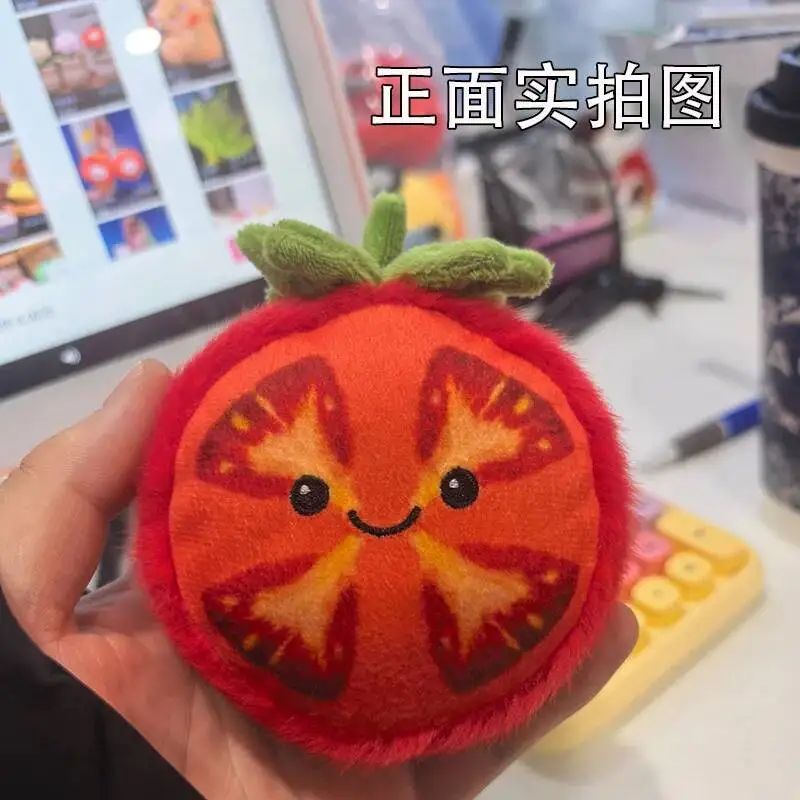 Pingente de Pelúcia de Tomate de Desenho Animado Kawaii de 10CM, Boneca Artesanal de Fruta Tomate Adorável para Crianças, Presente