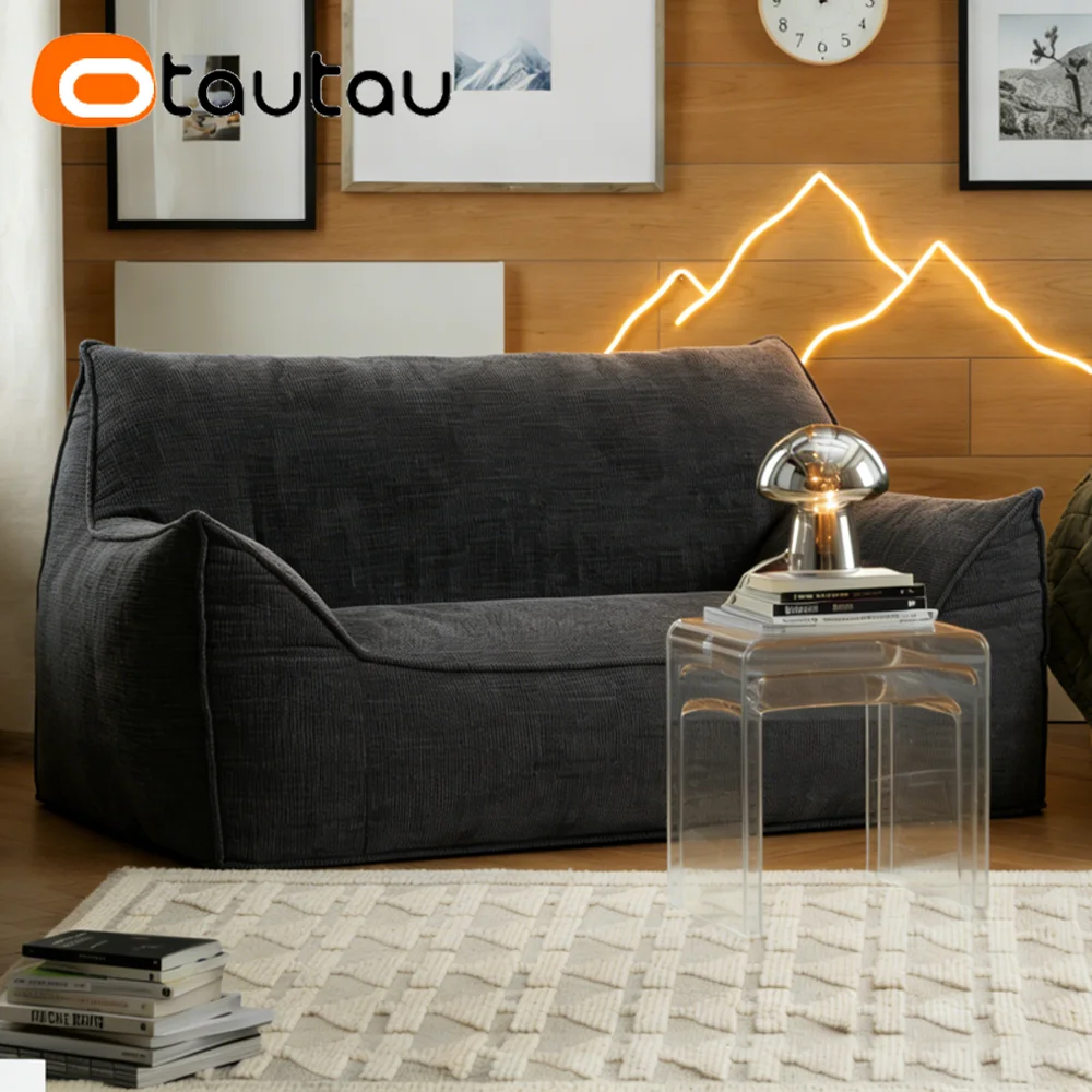 

OTAUTAU 2-seat Bean Bag Cover Cotton Corduroy Couch Armchair Pouf Beanbag Cover SF603【No Filler!Please Buy Filler Yourself!】