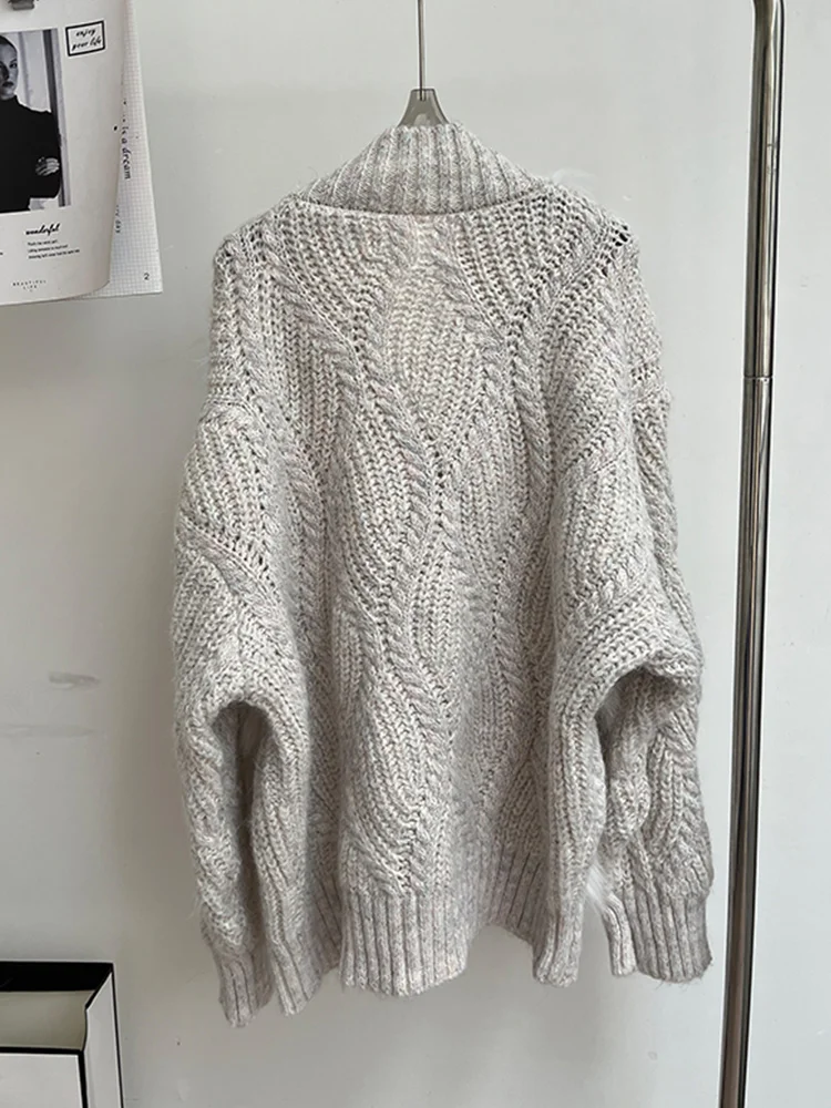 2024 moda feminina outono natural real pele de raposa jaqueta de malha cardigan camisola casaco oversize decoração de pele de raposa senhora