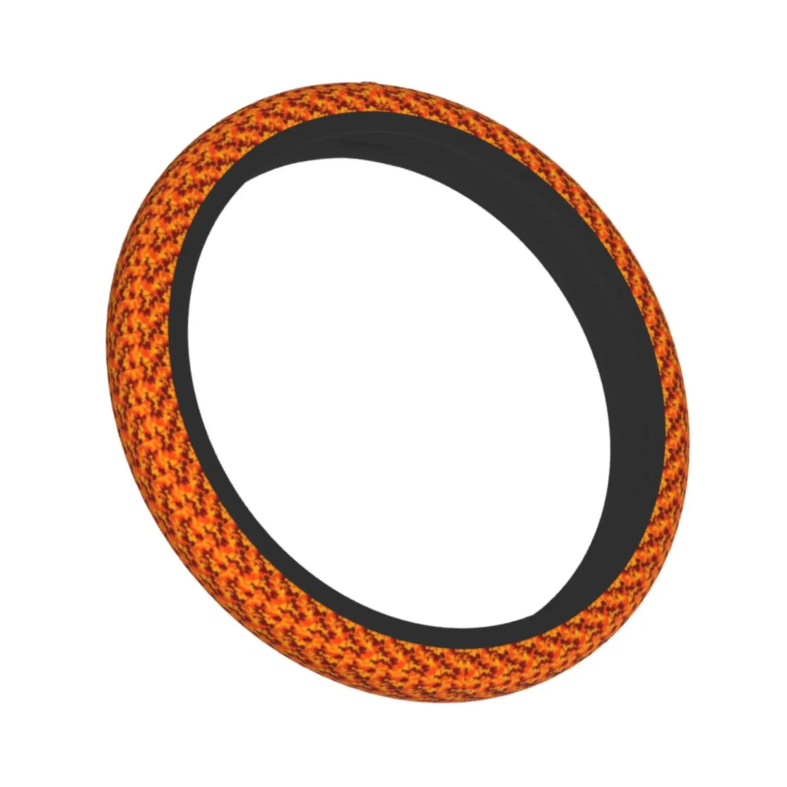 Fashion Orange Camouflage Pattern Car Steering Wheel Cover Breathable Car Covers Suite Fashion Steering Cover for 14.5-15Inches - view 2