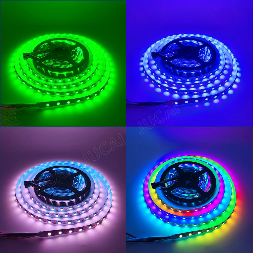 

5 метров DC5V WS2812 RGBIC Smart LED Strip DC12V WS2815 Индивидуально адресуемая микросхема 30/60/144 пикселей/светодиодов/м