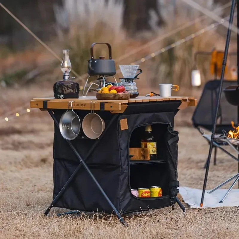 

Portable Camping Table, Camping Storage Cabinet, Folding Camping Table with Storage Organizer for Outdoor Picnic