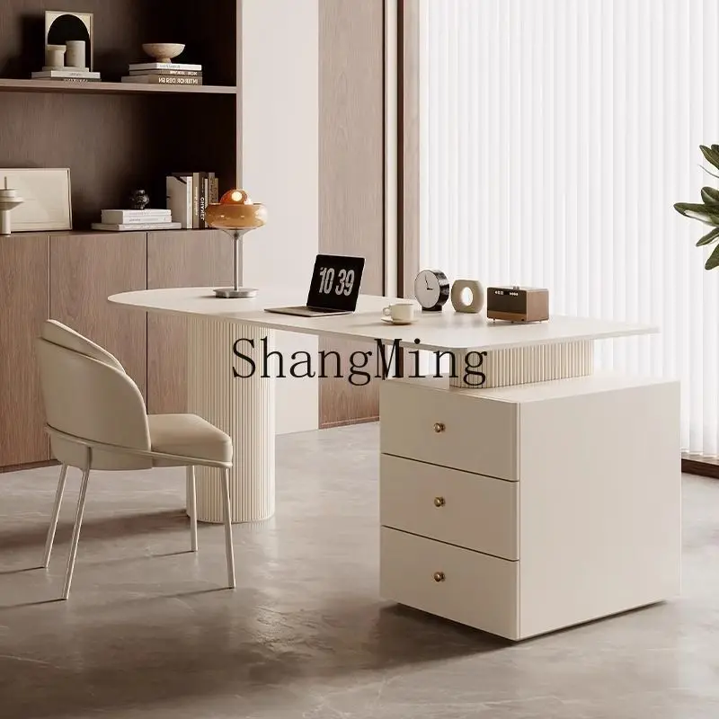 

CL rock slab desk student household light luxury modern small apartment cream wind advanced sense workbench office computer desk