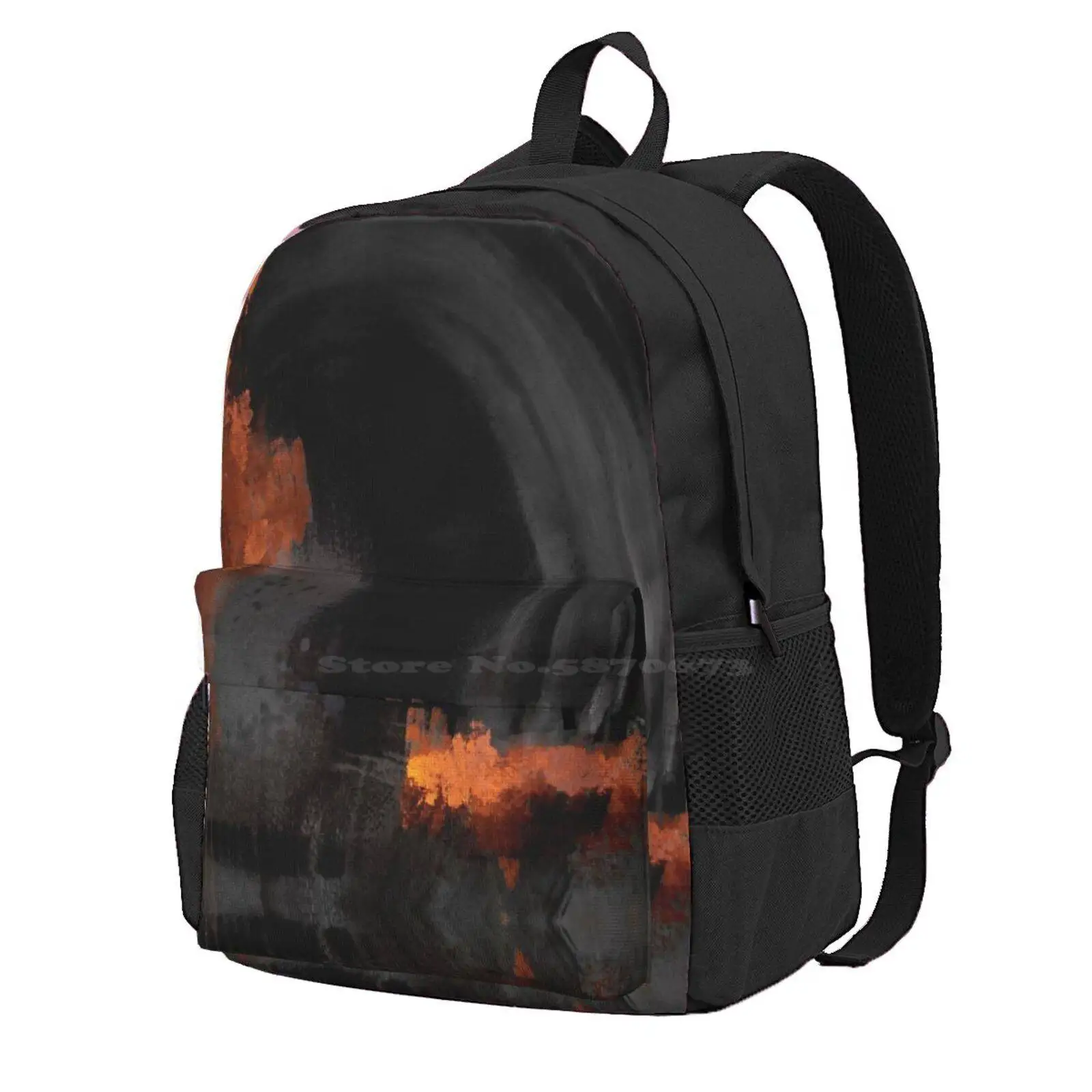 

Black Orange Abstract Hot Sale Schoolbag Backpack Fashion Bags Abstract Art Black And Copper Dark Art Living Room Art Black