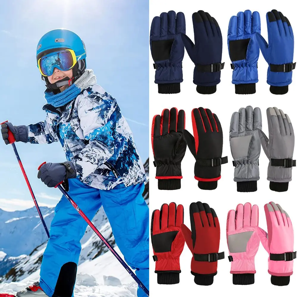 

Mountaineering Winter Must Non-slip Thicken Warm Snow Snowboard Long-sleeved Mitten Children Ski Gloves Windproof Waterproof