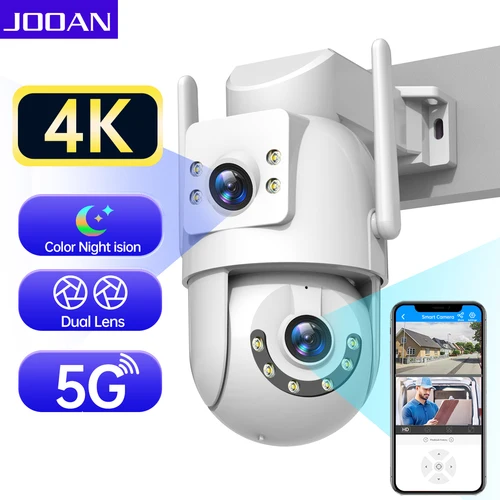 Imagen 1 del producto Jooan 4K 8MP HD Wifi cámara PTZ al aire libre 5G Wifi lente Dual cámaras IP de seguridad 5X Zoom AI seguimiento ONVIF cámara de vigilancia CCTV