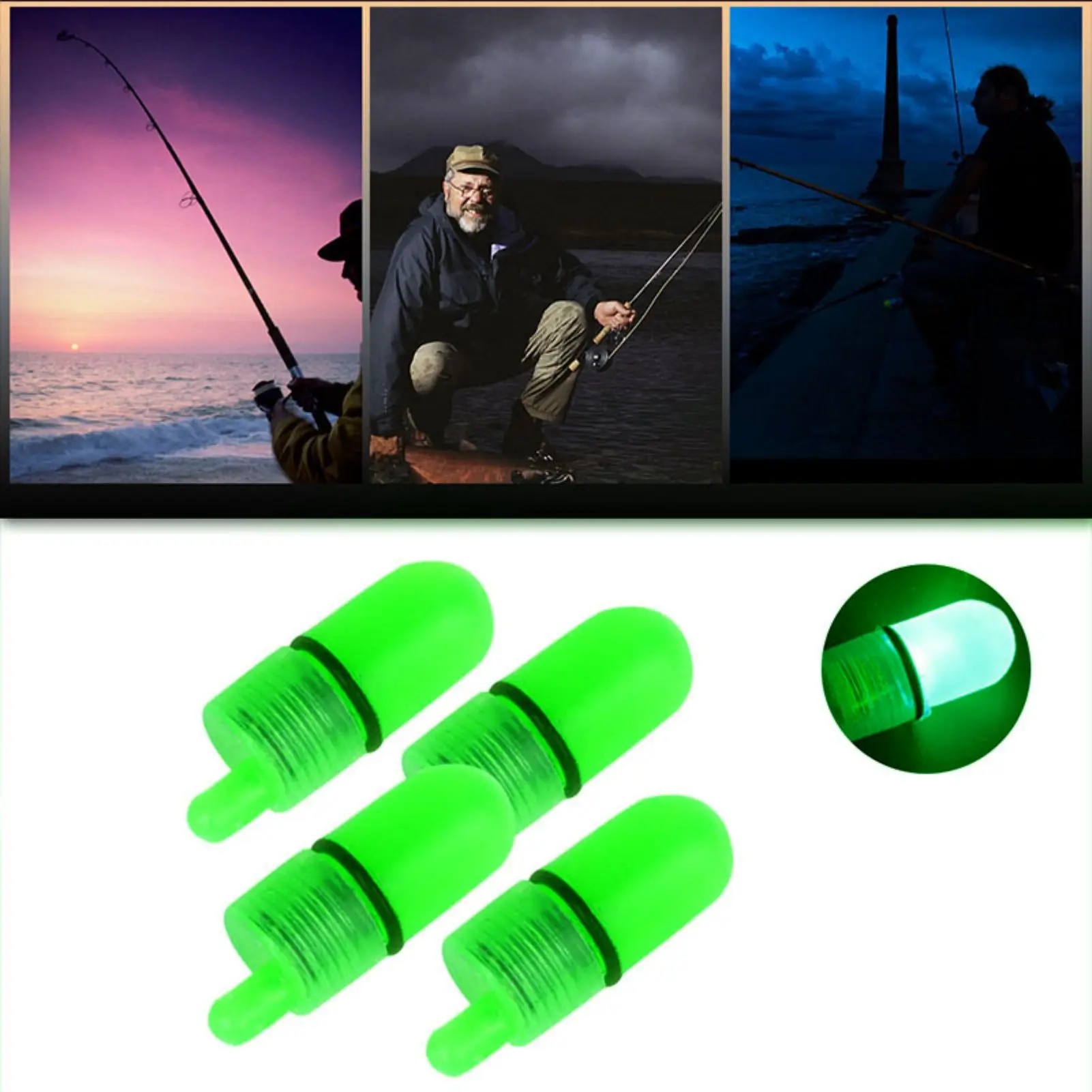 Fishing Rod Light with Bell Glow-in-the-dark Bell Signal Light for Freshwater Saltwater Fishing