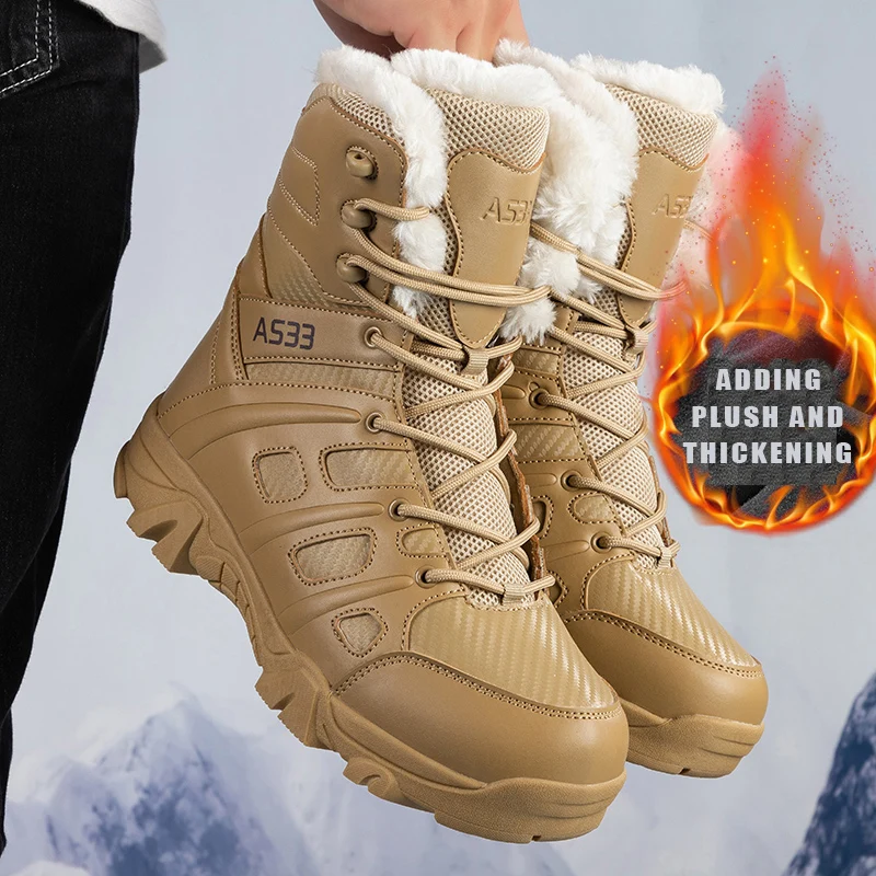 

Snow Boots for Men Platform Shoes Boots Plush Keep Warm Man's High Boots Winter Ankle Boots Comfortable Walking Boots
